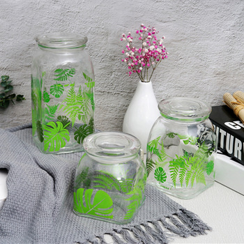 machine price glass canister set with decal for home goods