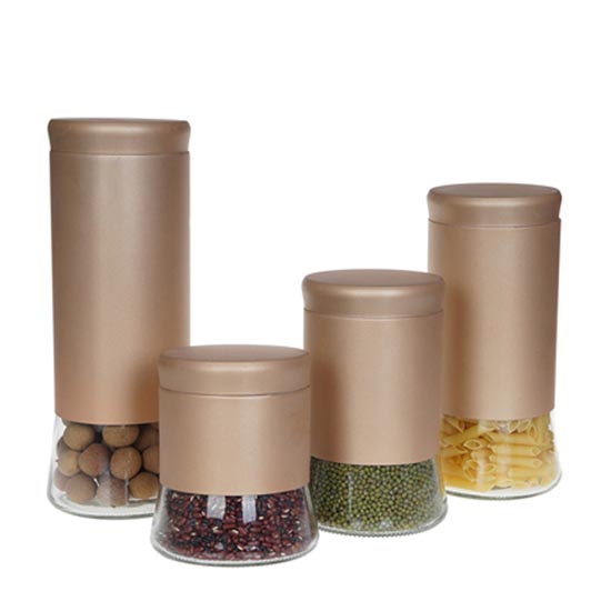 4pcs glass storage jar with stainless steel lid