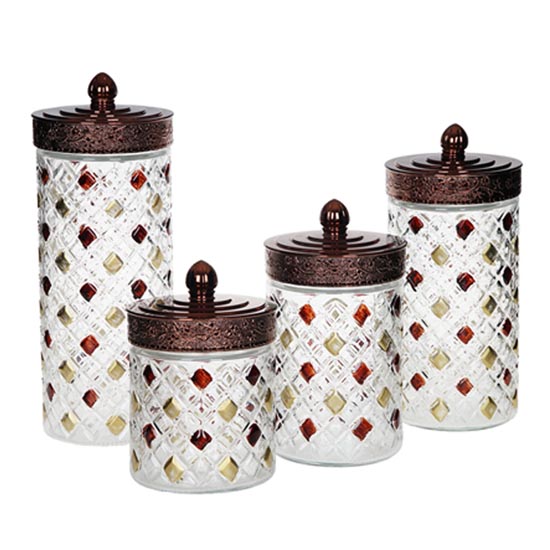 home decorative glass storage jar with hand painted for food