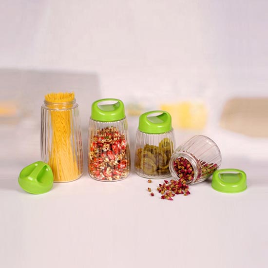 easy taking handle plastic lid glass storage canister set