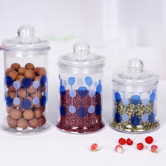 glass candy storage jar for supermarket