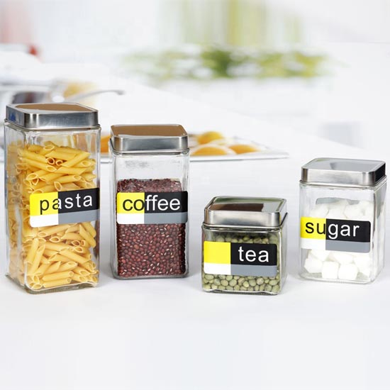 4 different sizes glass food jar