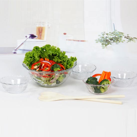 rose shape clear glass bowl price set