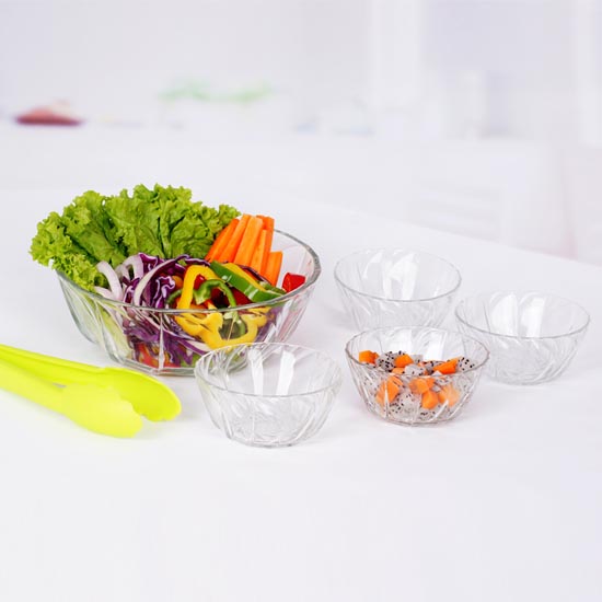 glass fruit vegetable salad bowl set
