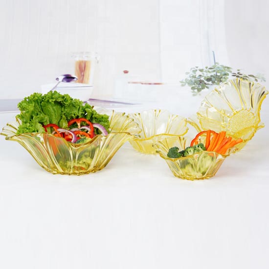 yellow big glass bowl flower shape