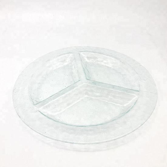 3part round glass serving plate set