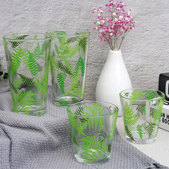 round glass cup with custom decal for drinking gift box