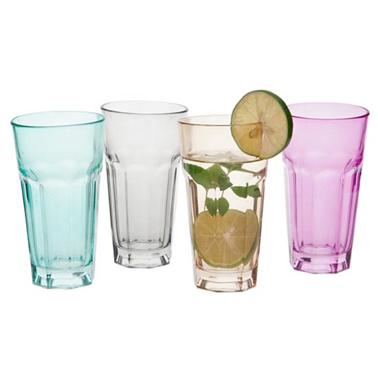 set of 4 colored glass drinking cup hot sale