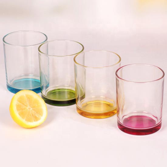 glass beer cup set with bottom color