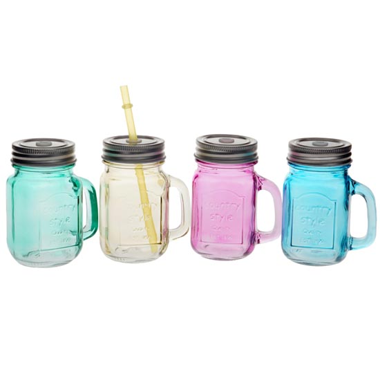 glass mason jar with custom color for drinking