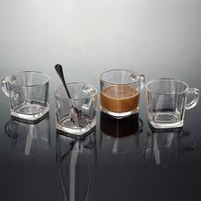 square glass coffee and tea cups set