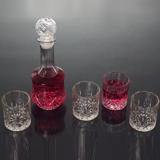 glass decanter and cup set for wine