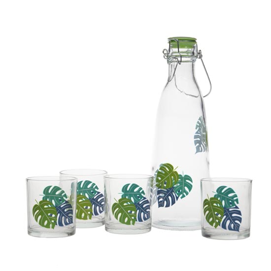 cheap price glass bottle and cup set with decal