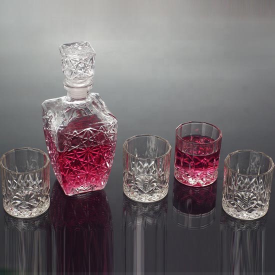 bar use glass wine bottle with cup set