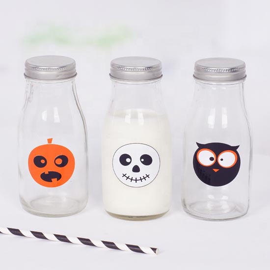 wholesale child use decorative glass milk bottle