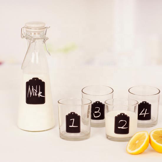 set of 5 1L glass milk bottle with cup set