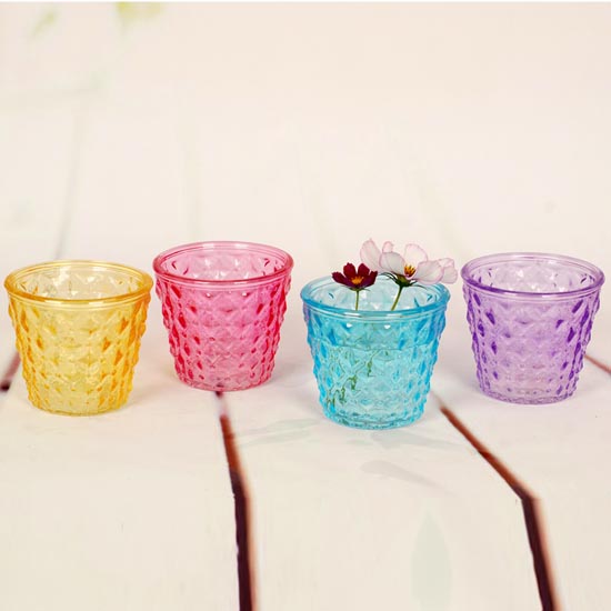 embossed glass flower pot for sale manufacturers
