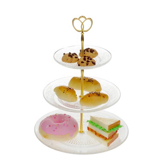3 tiered glass buffet serving stand tray