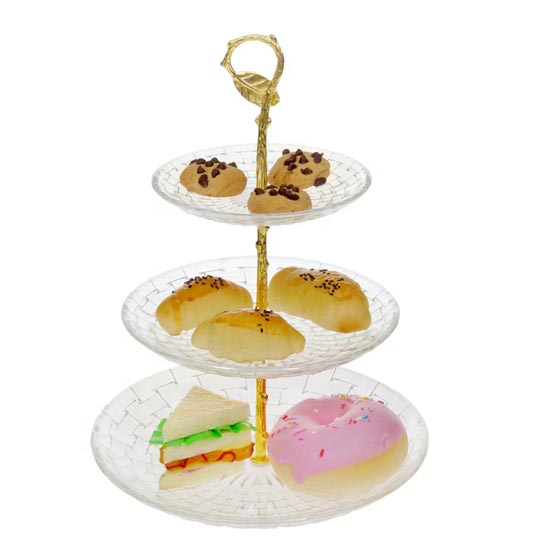 3-tier Decorative Glass Cake dessert Stand