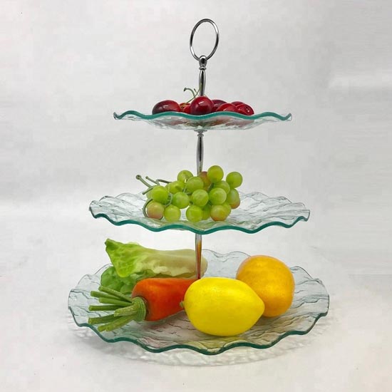 3 layers glass cake plate for home, wedding, party
