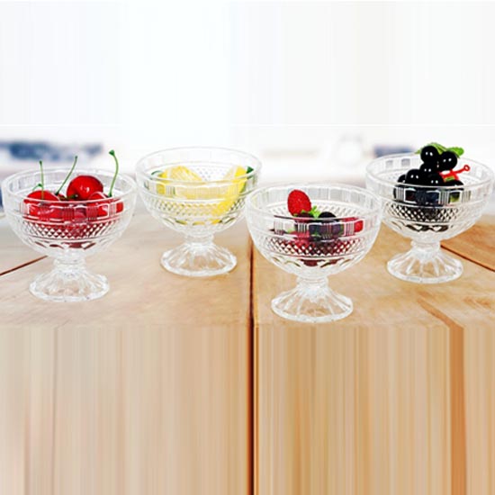 ball shape glass cup with stand for ice cream