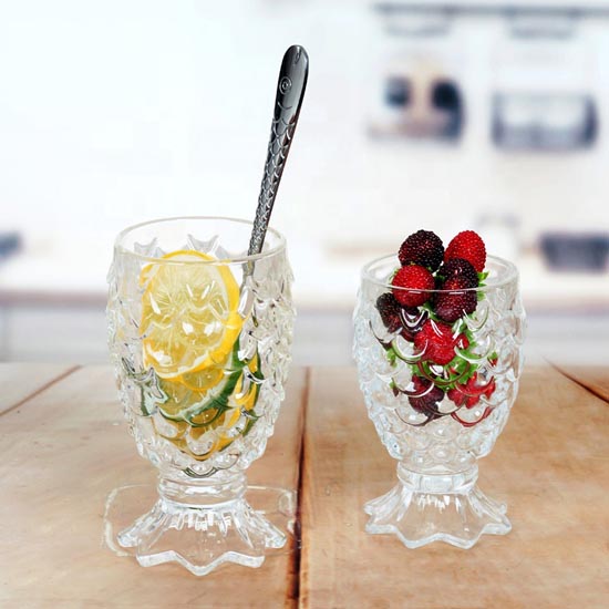 different size fish shape glass ice cream cup