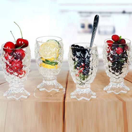 fish shape glass ice cream cup with spoon
