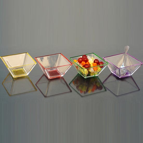 square glass ice cream cup with hand painted