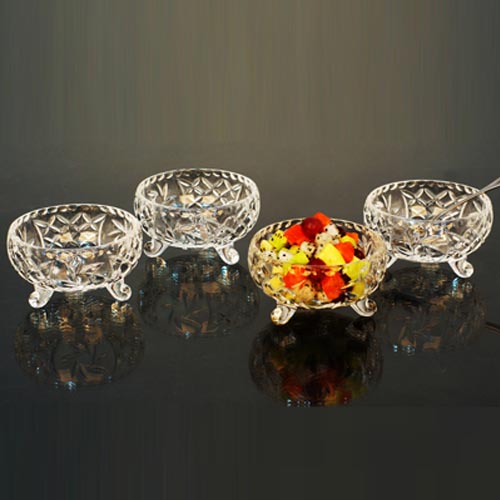 crystal round embossed ice cream bowl glass packing box