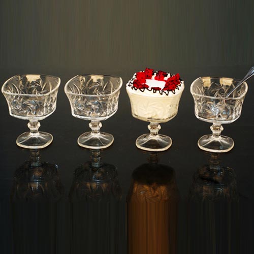 glass ice cream cup with spoon set